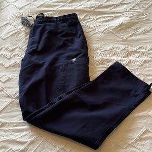 Figs technical collection straight leg scrub pants in navy blue